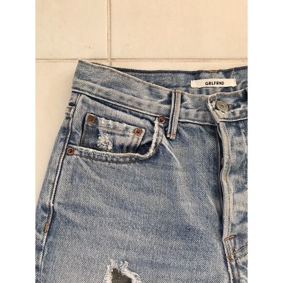 Grlfrnd Karolina High Waist Distressed Cut Off Straight Leg Denim Jeans - Picture 3 of 10